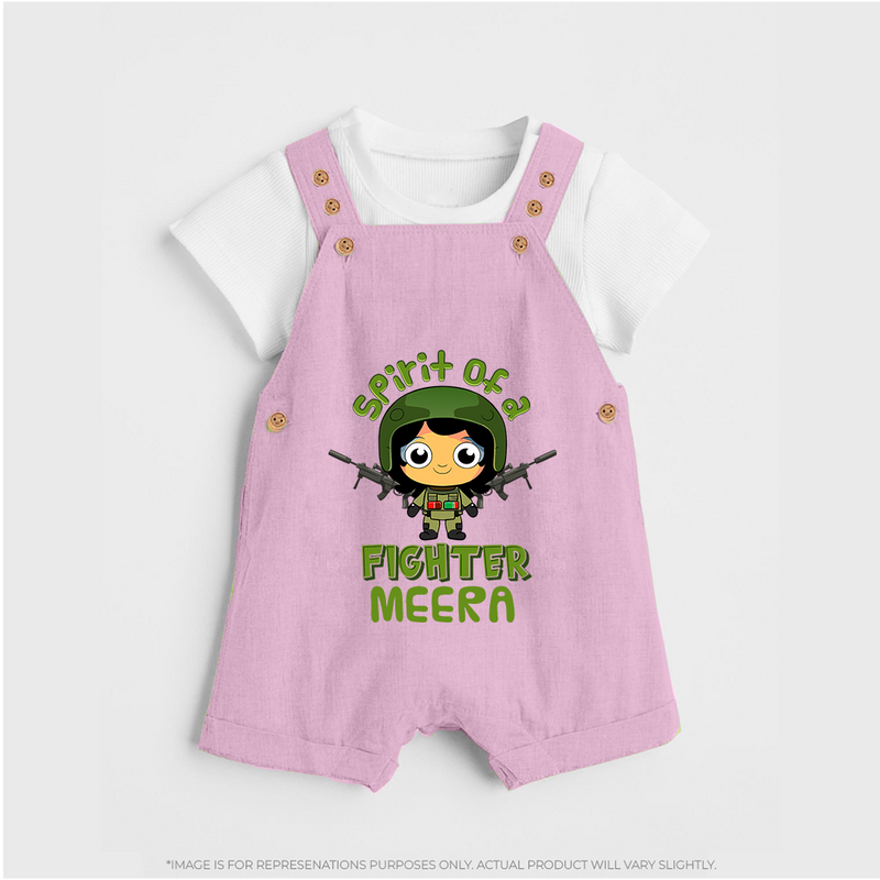 Future Fighter Dungaree Set | Custom Name Baby Dungaree Set  - BABY PINK - 0 - 5 Months Old (Chest 18")