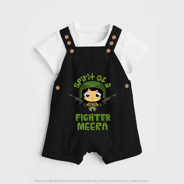 Future Fighter Dungaree Set | Custom Name Baby Dungaree Set  - BLACK - 0 - 5 Months Old (Chest 18")