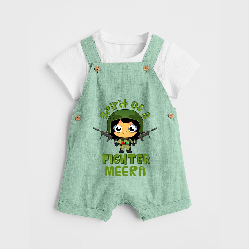 Future Fighter Dungaree Set | Custom Name Baby Dungaree Set  - MINT GREEN - 0 - 5 Months Old (Chest 18")