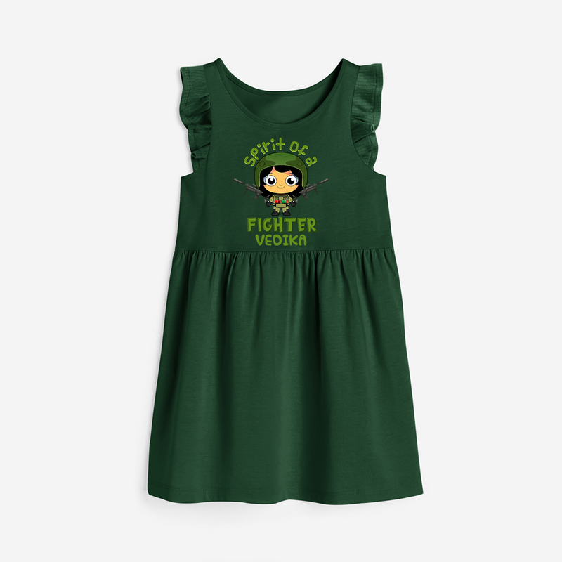 Military Fighter Girl Spirit Frock - BOTTLE GREEN - 0 - 6 Months Old (Chest 18")