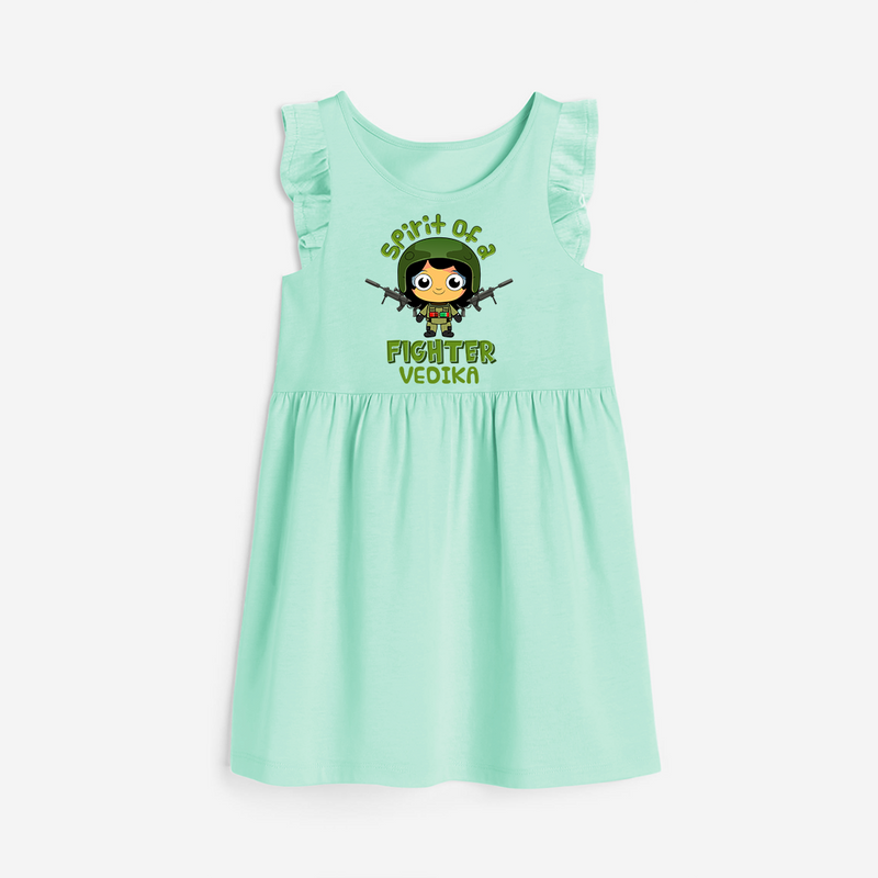 Military Fighter Girl Spirit Frock - TEAL GREEN - 0 - 6 Months Old (Chest 18")