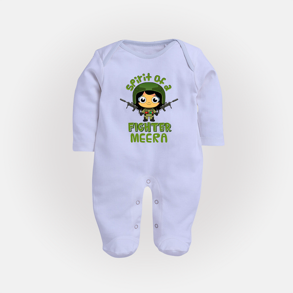 Future Fighter Sleep Suit | Custom Name Baby Sleep Suit  - BABY BLUE - New Born (Chest 7.5")