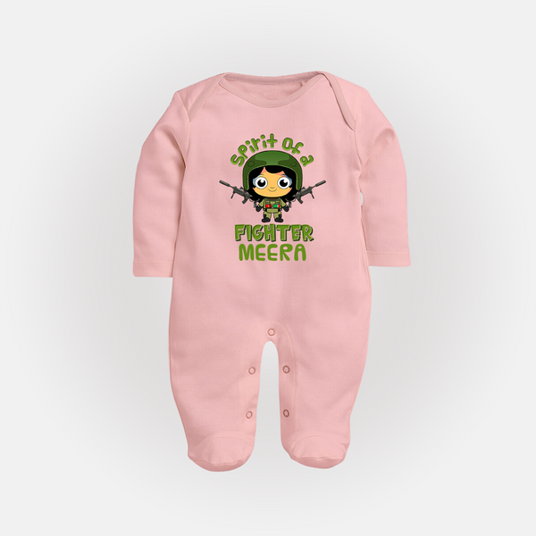 Future Fighter Sleep Suit | Custom Name Baby Sleep Suit  - BABY PINK - New Born (Chest 7.5")