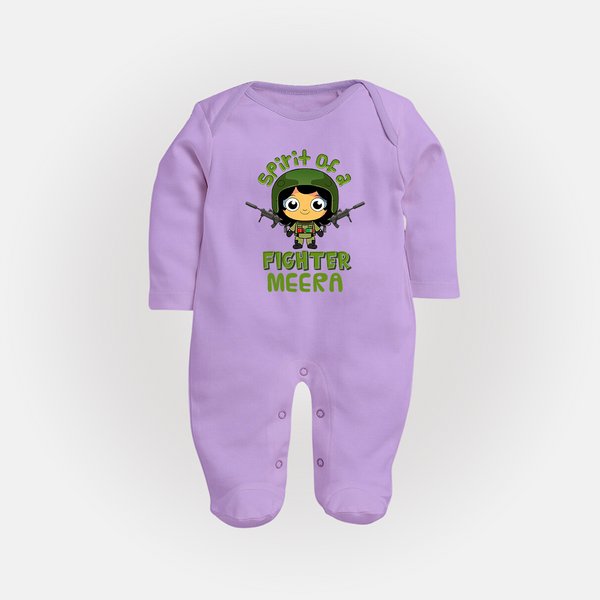 Future Fighter Sleep Suit | Custom Name Baby Sleep Suit  - LILAC - New Born (Chest 7.5")