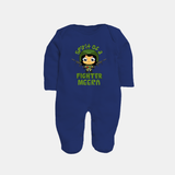 Future Fighter Sleep Suit | Custom Name Baby Sleep Suit  - NAVY BLUE - New Born (Chest 7.5")