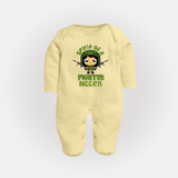 Future Fighter Sleep Suit | Custom Name Baby Sleep Suit  - PASTEL YELLOW - New Born (Chest 7.5")