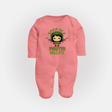 Future Fighter Sleep Suit | Custom Name Baby Sleep Suit  - PEACH - New Born (Chest 7.5")