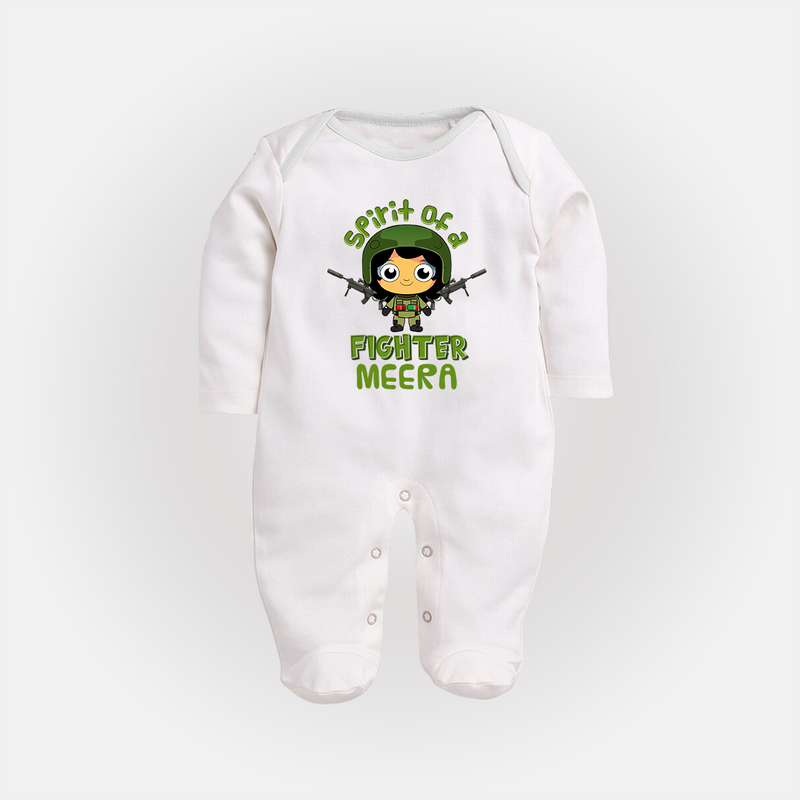 Future Fighter Sleep Suit | Custom Name Baby Sleep Suit  - WHITE - New Born (Chest 7.5")