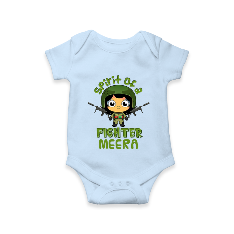 Future Fighter Romper / Onesie | Custom Name Baby Romper / Onesie  - BABY BLUE - New Born (Chest 14")
