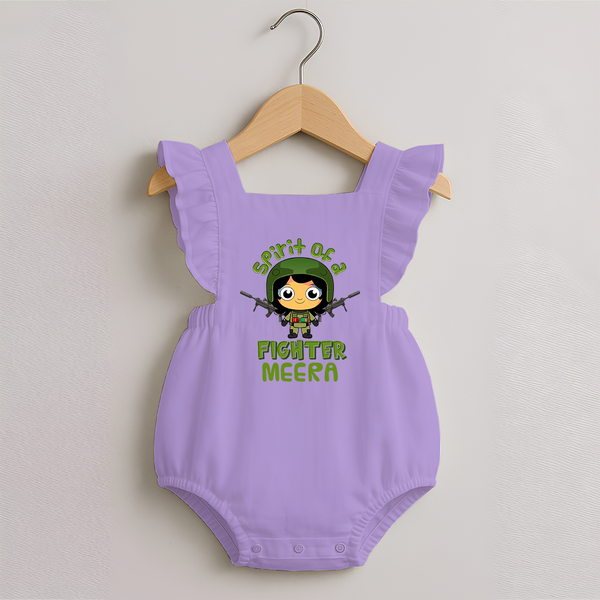 Future Fighter Romper Frock | Custom Name Baby Romper Frock  - LILAC - 0 - 3 Months Old (Chest 19")