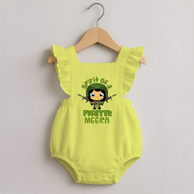 Future Fighter Romper Frock | Custom Name Baby Romper Frock  - PASTEL YELLOW - 0 - 3 Months Old (Chest 19")