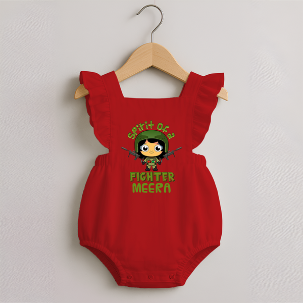 Future Fighter Romper Frock | Custom Name Baby Romper Frock  - RED - 0 - 3 Months Old (Chest 19")