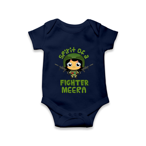 Future Fighter Romper / Onesie | Custom Name Baby Romper / Onesie  - NAVY BLUE - New Born (Chest 14")