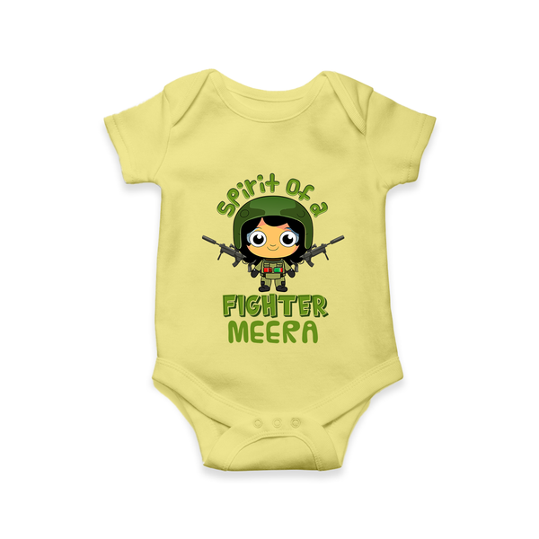 Future Fighter Romper / Onesie | Custom Name Baby Romper / Onesie  - PASTEL YELLOW - New Born (Chest 14")