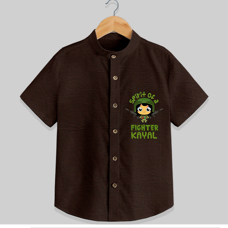 Military Fighter Girl Spirit Shirt - CHOCOLATE BROWN - 0 - 6 Months Old (Chest 21")