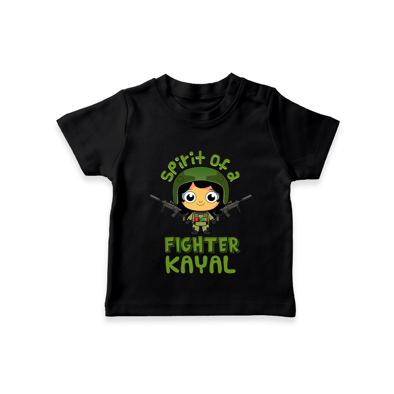 Military Fighter Girl Spirit T-Shirt - BLACK - 0 - 5 Months Old (Chest 17")