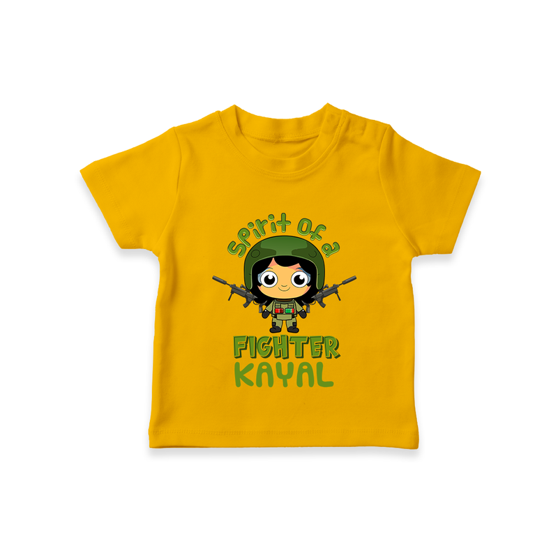 Military Fighter Girl Spirit T-Shirt - CHROME YELLOW - 0 - 5 Months Old (Chest 17")