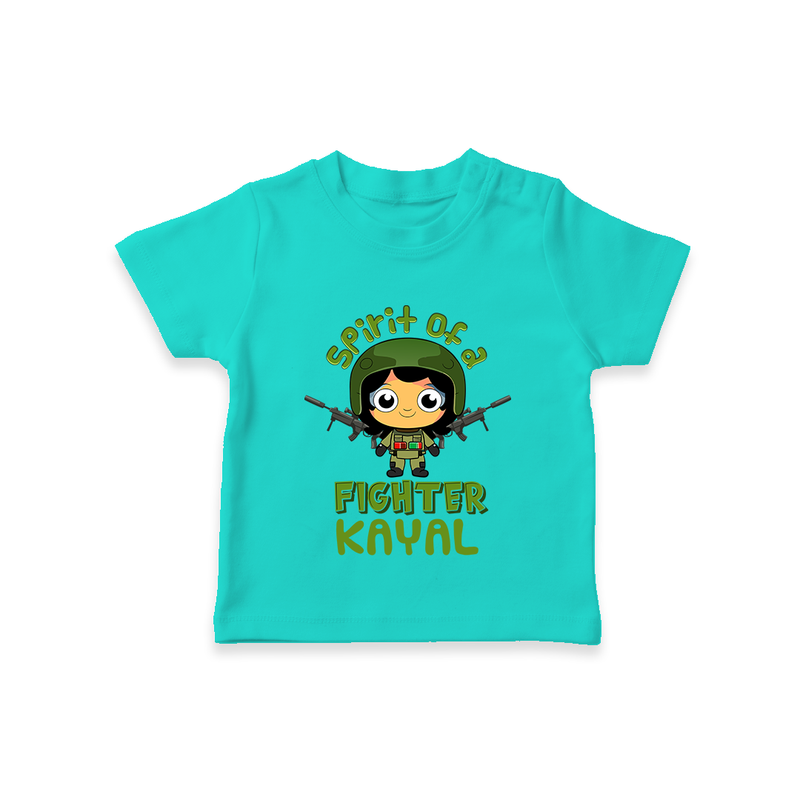 Military Fighter Girl Spirit T-Shirt - TEAL - 0 - 5 Months Old (Chest 17")