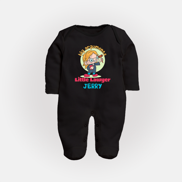 Future Lawyer Sleep Suit | Custom Name Baby Sleep Suit - BLACK - New Born (Chest 7.5")