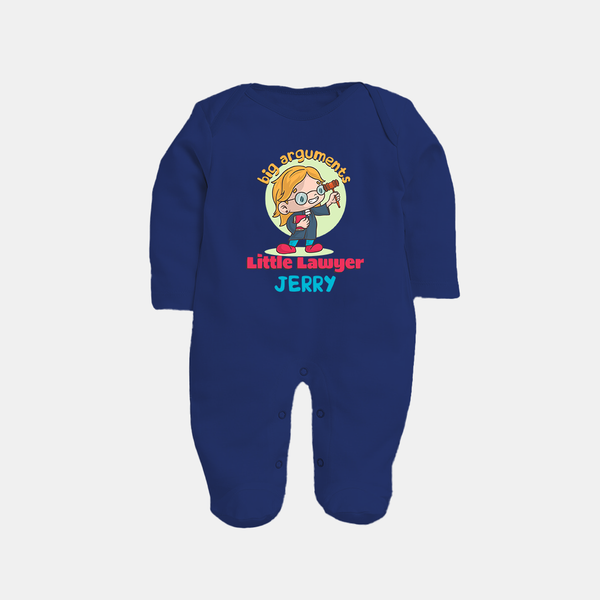 Future Lawyer Sleep Suit | Custom Name Baby Sleep Suit - NAVY BLUE - New Born (Chest 7.5")