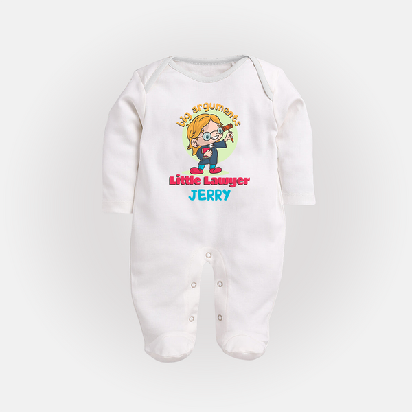 Future Lawyer Sleep Suit | Custom Name Baby Sleep Suit - WHITE - New Born (Chest 7.5")