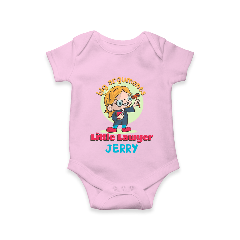 Future Lawyer Romper / Onesie | Custom Name Baby Romper / Onesie - BABY PINK - New Born (Chest 14")