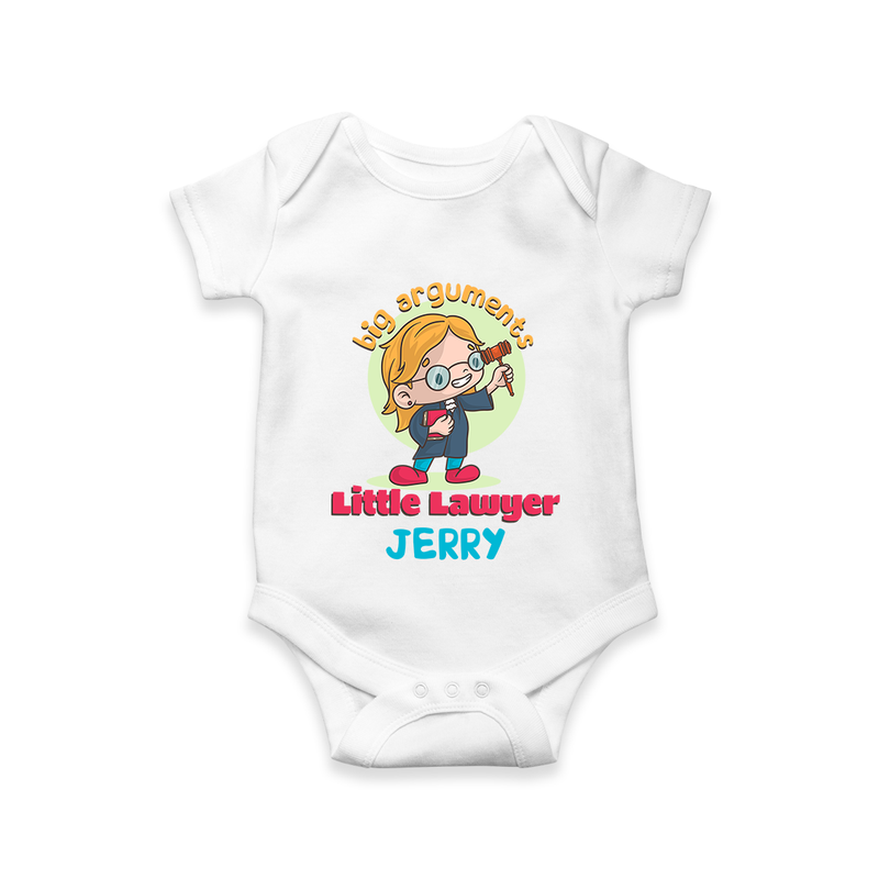 Future Lawyer Romper / Onesie | Custom Name Baby Romper / Onesie - WHITE - New Born (Chest 14")