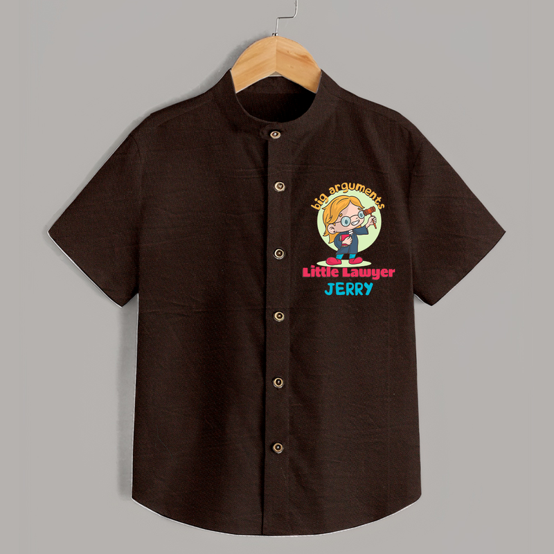 Future Lawyer Shirt | Custom Name Baby Shirt - CHOCOLATE BROWN - 0 - 6 Months Old (Chest 23")