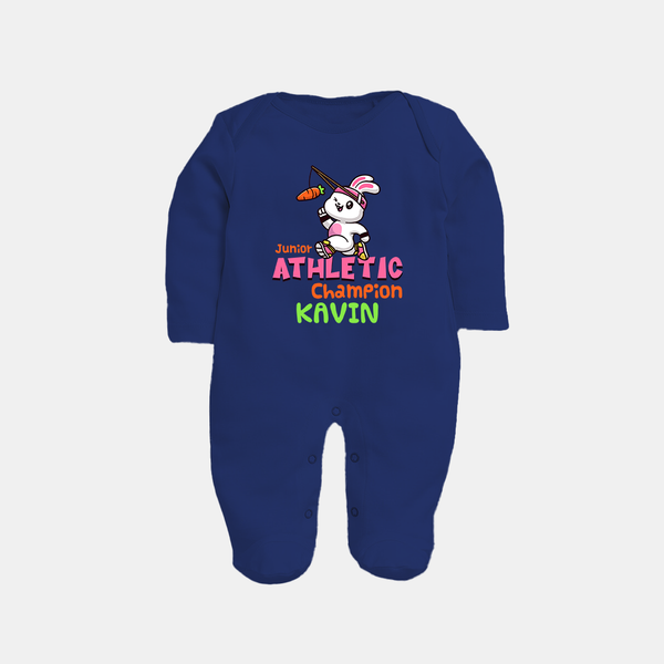 Future Athletic Champion Sleep Suit | Custom Name Baby Sleep Suit - NAVY BLUE - New Born (Chest 7.5")