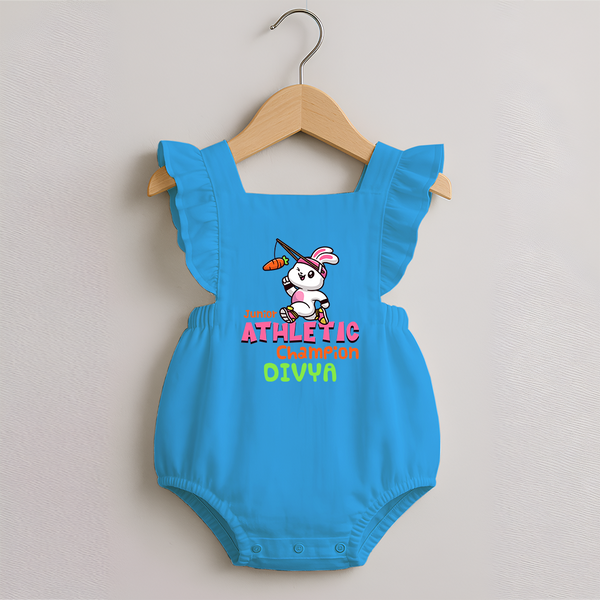 Future Athletic Champion Romper Frock | Custom Name Baby Romper Frock - SKY BLUE - 0 - 3 Months Old (Chest 19")