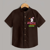Future Athletic Champion Shirt | Custom Name Baby Shirt - CHOCOLATE BROWN - 0 - 6 Months Old (Chest 23")
