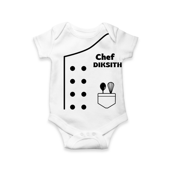 Future Chef Romper | Personalized Baby Chef Romper for Little Cooks - WHITE - New Born (Chest 14")