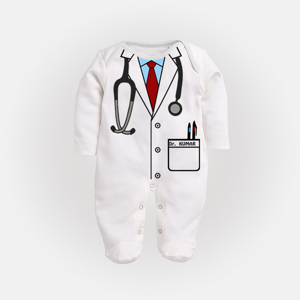Little Doctor Sleep Suit | Custom Sleep Suit for Your Future Healer - WHITE - New Born (Chest 7.5")