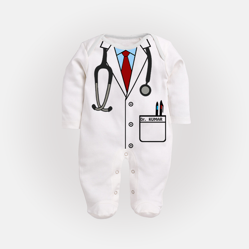 Little Doctor Sleep Suit | Custom Sleep Suit for Your Future Healer - WHITE - New Born (Chest 7.5")