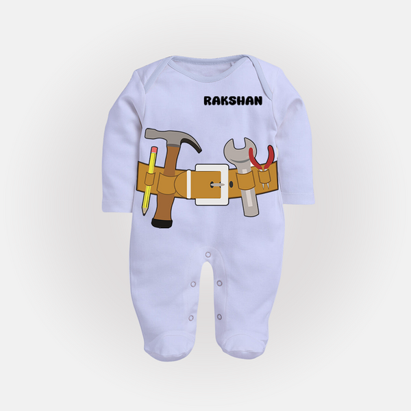 Mini Plumber Sleep Suit | Custom Sleep Suit for Your Little Helper - BABY BLUE - New Born (Chest 7.5")