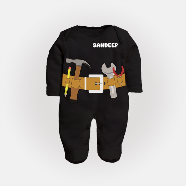 Mini Plumber Sleep Suit | Custom Sleep Suit for Your Little Helper - BLACK - New Born (Chest 7.5")