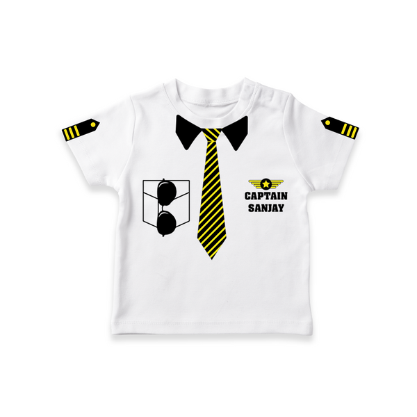 Little Captain T-shirt | Customized T-shirt for Your Future Leader - WHITE - 0-5 Months Old (Chest 17")