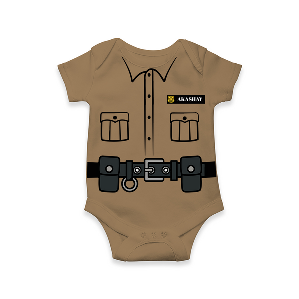 Future Police Officer Romper | Personalized Baby Romper for Future Heroes - KAKI - New Born (Chest 14")