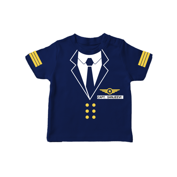 Little Captain T-shirt | Custom T-shirt for Your Future Leader - NAVY BLUE - 0-5 Months Old (Chest 17")