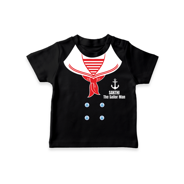 Little Sailor T-shirt | Custom T-shirt for Your Future Adventurer - BLACK - 0-5 Months Old (Chest 17")