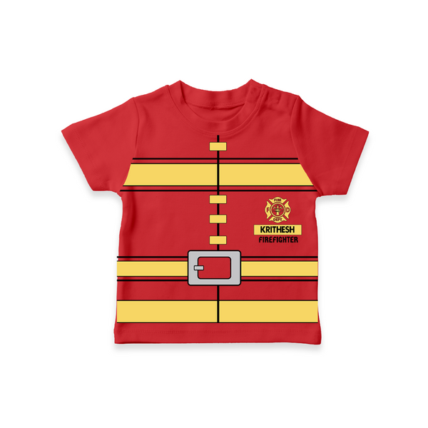 Little Firefighter T-shirt | Custom T-shirt for Your Future Hero - RED - 0-5 Months Old (Chest 17")