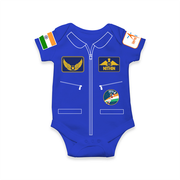 Future ISRO Engineer Romper | Custom Romper for Baby Space Scientists - COBALT BLUE - New Born (Chest 14")