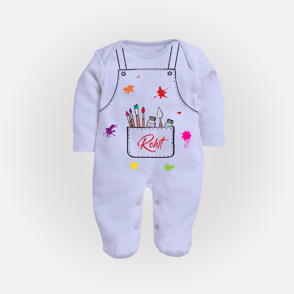Mini Artist Sleep Suit | Custom Sleep Suit for Your Little Creator - BABY BLUE - New Born (Chest 7.5")