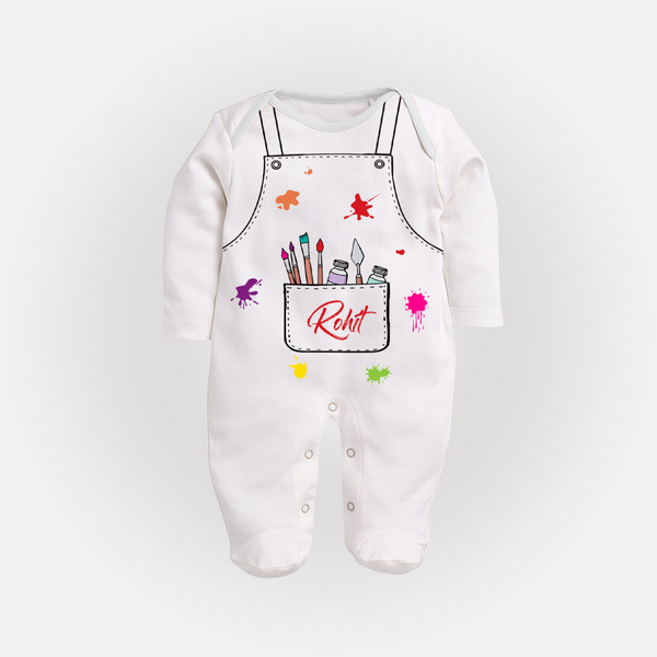 Mini Artist Sleep Suit | Custom Sleep Suit for Your Little Creator - WHITE - New Born (Chest 7.5")