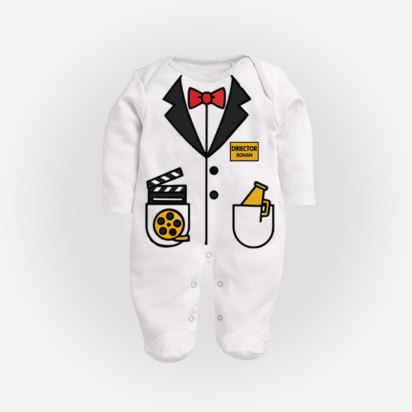Future Director Sleep Suit | Custom Sleep Suit for Your Little Storyteller - WHITE - New Born (Chest 7.5")