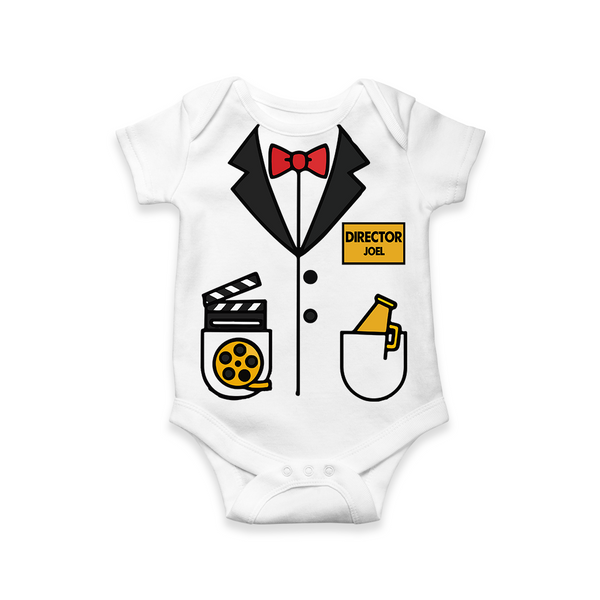 Mini Movie Director Romper | Custom Personalized Romper for Little Filmmakers - WHITE - New Born (Chest 14")