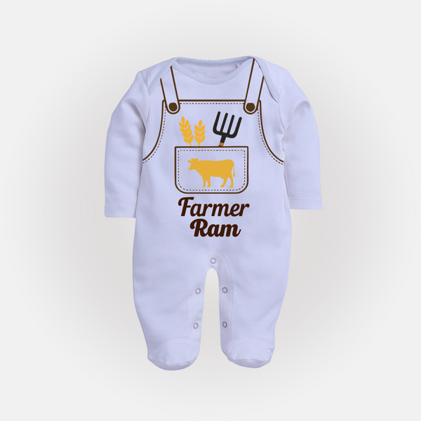 Little Farmer Sleep Suit | Custom Sleep Suit for Your Little Grower - BABY BLUE - New Born (Chest 7.5")