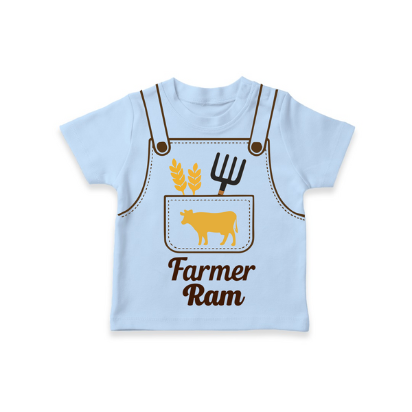 Little Farmer T-shirt | Custom T-shirt for Your Little Grower - BABY BLUE - 0-5 Months Old (Chest 17")