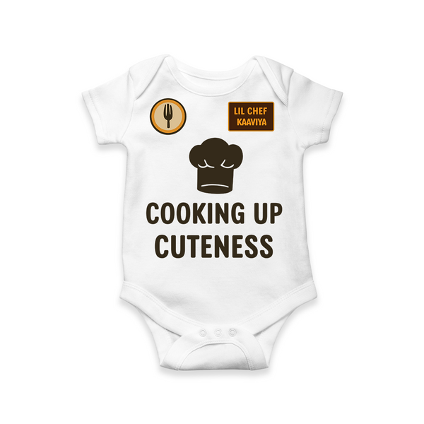 BabyÕs First Chef Romper | Personalized Romper for Little Cooks - WHITE - New Born (Chest 14")