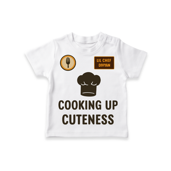 Custom Cooking Up Cuteness T-shirt | Personalized T-shirt for Your Little Chef - WHITE - 0-5 Months Old (Chest 17")